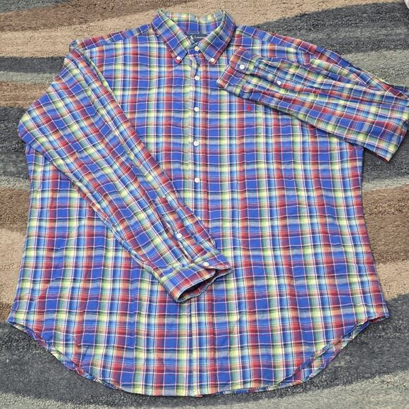 VINTAGE Polo Ralph Lauren Shirt Adult XXL Classic Candy Plaid Mens RL 90s VTG - Picture 2 of 6